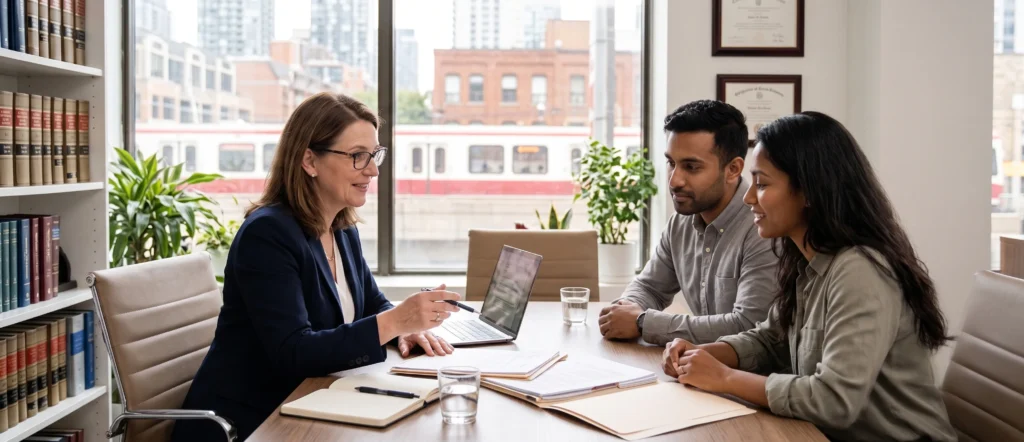 Immigration lawyer in Toronto meeting with a client