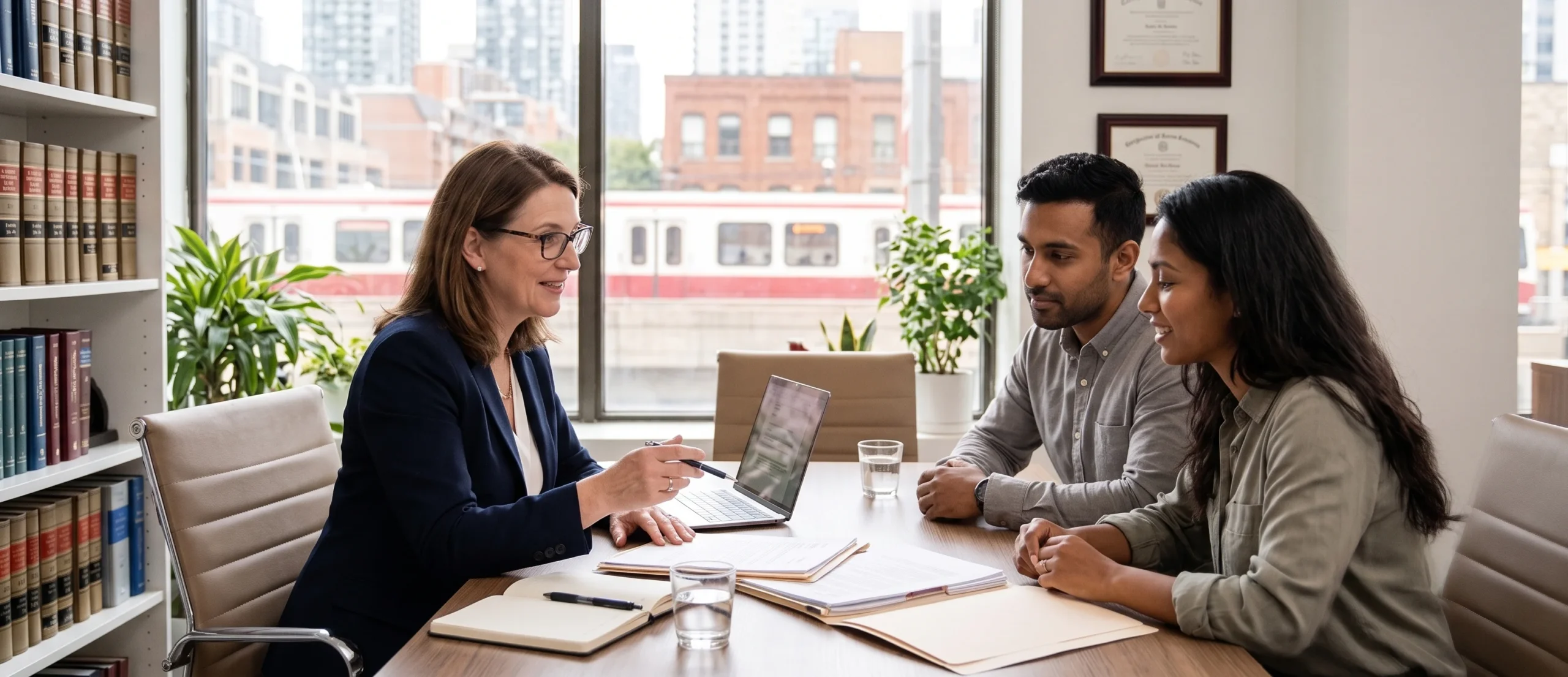 Immigration lawyer in Toronto meeting with a client