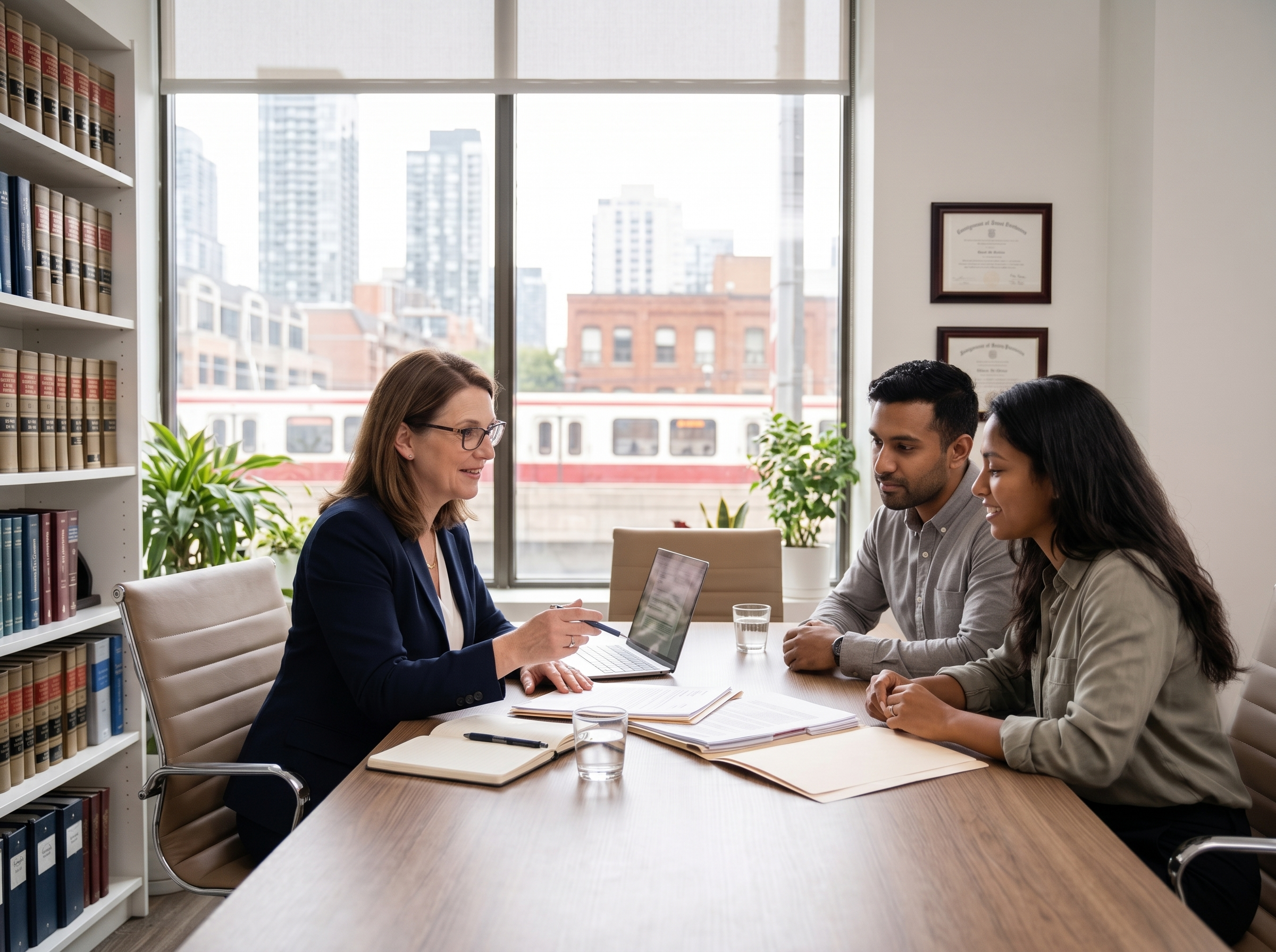 Immigration lawyer in Toronto meeting with a client